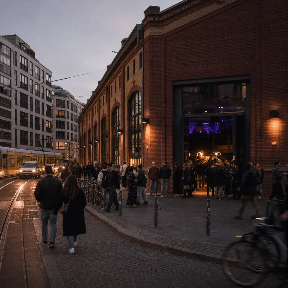 Fictional urban Copperlight Hall concert venue in Berlin, Germany